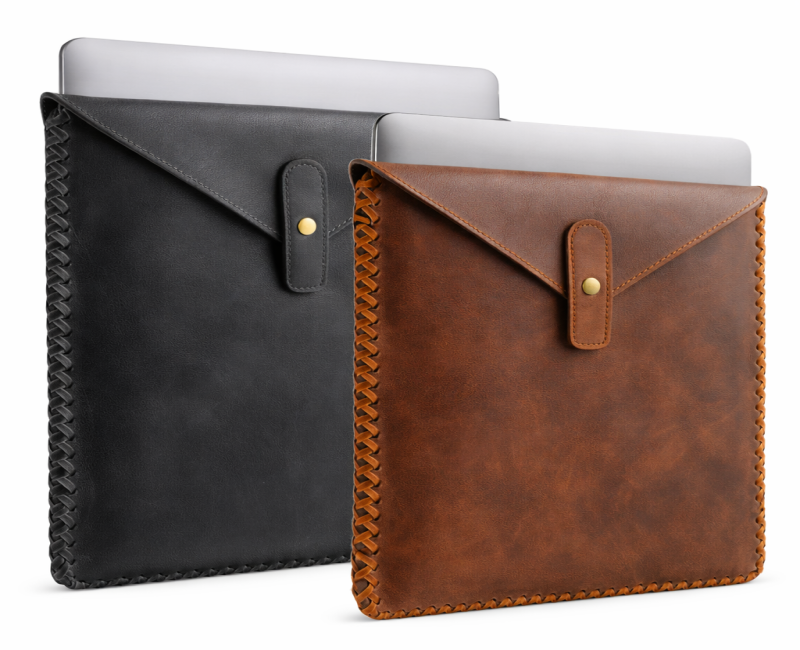 Hand-stitched leather laptop sleeves